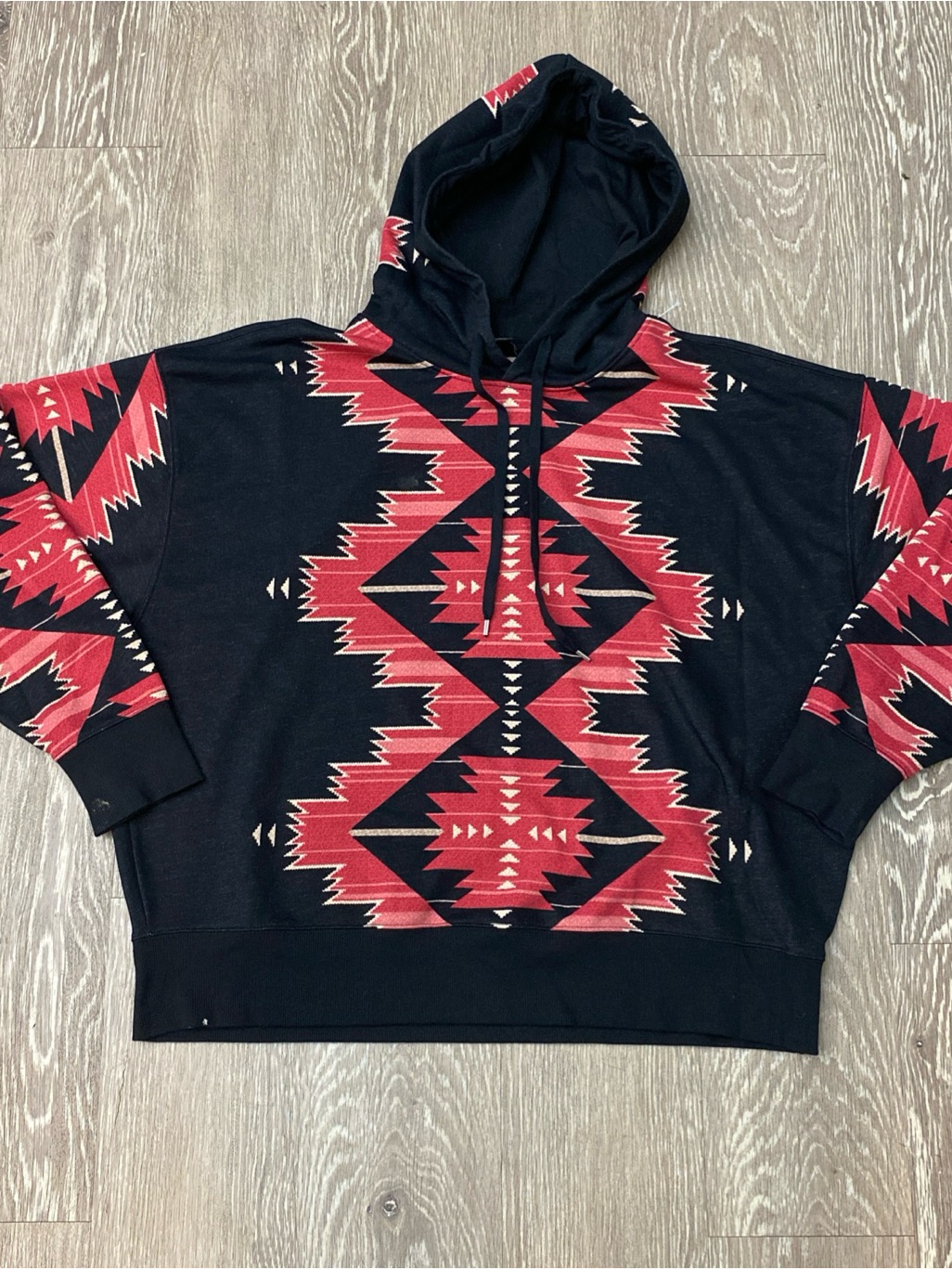 Ralph Lauren Black Hooded Pullover With Red Accent Large